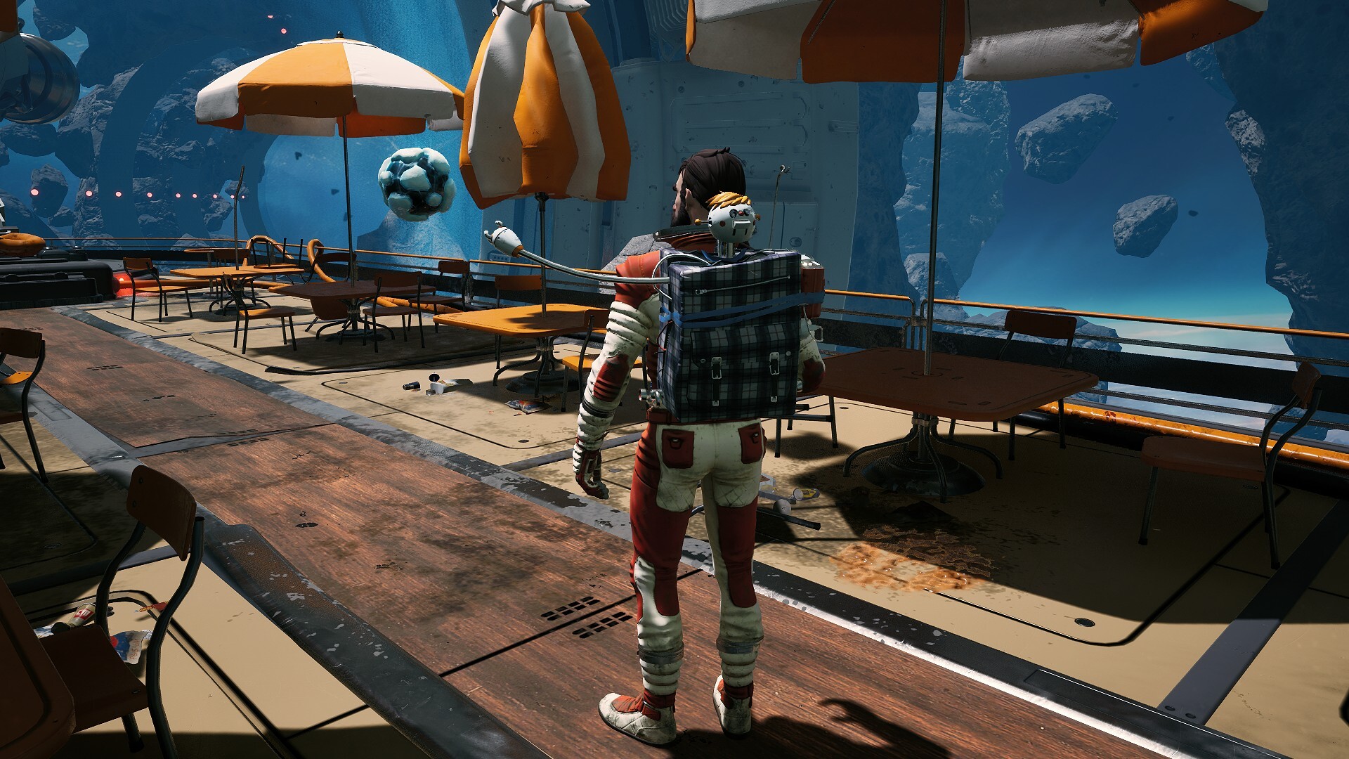 Breathedge 2 character standing in a station area