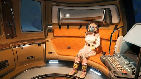 Official Breathedge 2 screenshot of a crew character inside a spacecraft